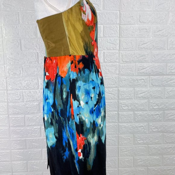 MOULINETTE SOEURS strapless abstract watercolor floral dress - SZ 10 - Picture 9 of 14